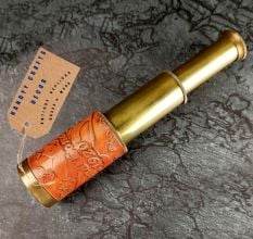 Vintage Brass Telescope with Leather Grip Handcrafted